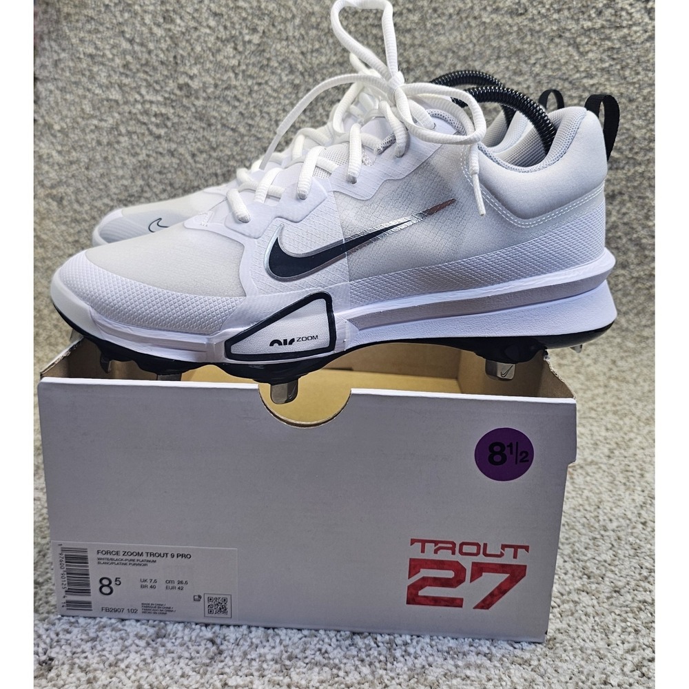 Nike Zoom Force Trout 9 Pro Metal Baseball Cleats White FB2907-102 - Men's 8.5
